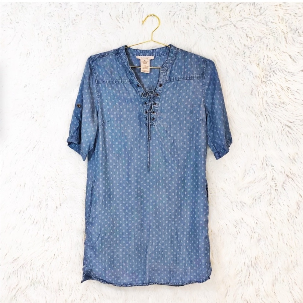 Philosophy printed chambray shift dress
